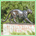 life size bronze leopard statue walking in garden